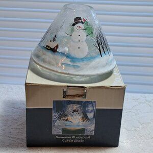 Cobble Creek Glass Candle Jar Shade, Snowman Wonderland, Christmas Lantern